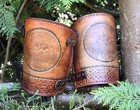 echte Leder-Armschienen Armband Armspange Mittelalter Larp Wikinger Rabe Hugin