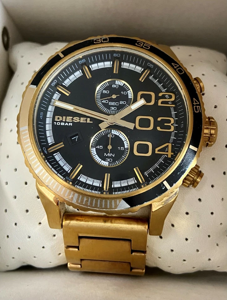 Diesel Reloj Hombre Doble Plumón Analógico Cuarzo Dorado Pantalla DZ4337  Foto 1 de 1