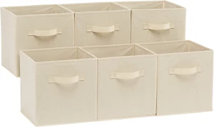 Amazon Basics Collapsible Fabric Storage Cubes Organizer with Handles, Pack of 6 - Picture 1 of 12