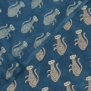 By Yard Block Print 100% Cotton Fabric Natural Printed Handmade Sanganer Vintage - Picture 1 of 7