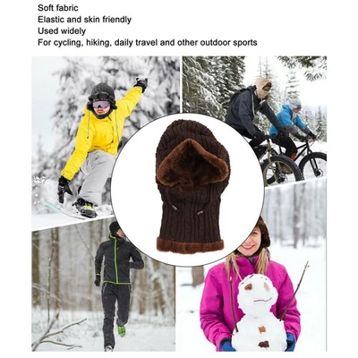 Invierno Una Pieza Gorro Círculo Bufanda Orejera Tejido Algodón Felpa Calavera Gorra Foto 1 de 4