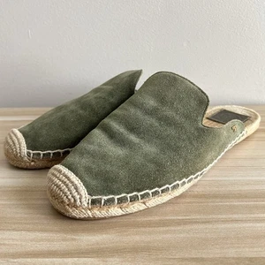 Tory Burch Max Espadrilles Green Suede Mules Size 8 Slides Sandals Flats Slip On - Picture 1 of 24