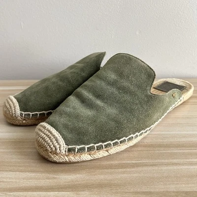 Tory Burch Max Alpargatas Gamuza Verde Mules Talla 8 Slides Sandalias Planas Sin Cordones Foto 1 de 4