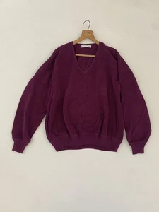 VTG ST. CROIX KNITS Large Maroon Sweater V-NECK PULLOVER 100% Cotton USA Excelle - Picture 1 of 8