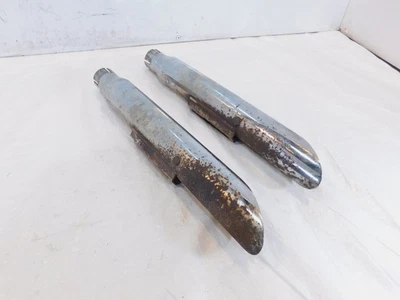 Harley Davidson Dyna Super Glide Low Rider Chrome Exhaust Pipe Slashed Mufflers - Image 1 of 4