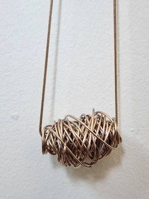 Único Collar Modernista Nido de Alambre Tono Oro Rosa Cadena Serpiente 30" Foto 1 de 4