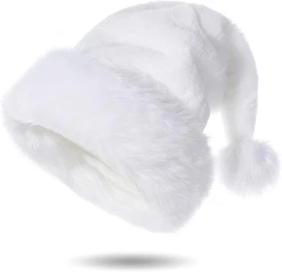 Sombreros de Papá Noel para Adultos, Unisex Terciopelo Tacto Comodidad Navidad Blanco  Foto 1 de 4