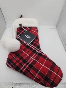 UGG Home Hunter Redwood Plaid Christmas Stocking 12" X 21" - Picture 1 of 11