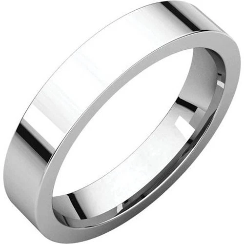 3.5mm 14K Solid White Gold Plain Classic Flat Comfort Fit Wedding Band Ring New - Image 1 of 1