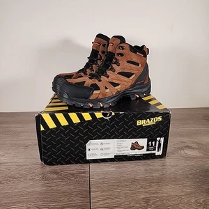Brazos Men's Iron Force III Steel Toe Lace Up Leather Work Boots 11D Waterproof - Picture 1 of 9