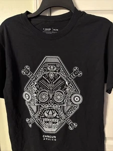 Cancun Mexiko Totenkopf Herren Größe Medium Kurzarm N mit Etikett schwarz Baumwolle - Bild 1 von 5