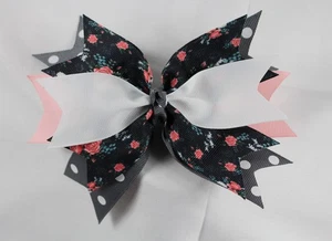 Nwot Handmade Kids Hair Bow Clip Floral Theme - Picture 1 of 5