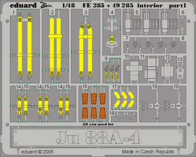 Éditeur JU 88A-4 Intérieur Pièces Photo-Découpées 1:48 Pour Kit Dragon - Image 1 of 2