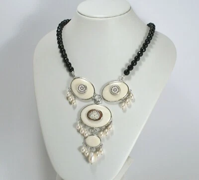 COLLANA IN ARGENTO 925 CON ONICE  E CAMME  SARDONICO FIORI          - AGLN 0229- - Immagine 1 di 3