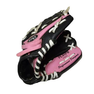 Rawlings PL91PB Youth Black Pink T Ball Mitt Baseball Glove 9" RHT  - Picture 1 of 10