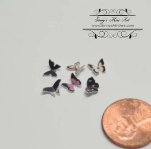 Juego en miniatura de 6 mariposas negras para casa de muñecas 1:12 BD MW013 - Imagen 1 de 4