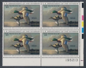 RW62 • 1995 DUCK STAMP • VG, MINT, ORIGINAL GUM, NH PLATE BLOCK $15.00 VALUE - Picture 1 of 1