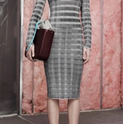 ALEXANDER WANG Falda plisada plisada gris plata pasarela midi negro, S, $899 Foto 1 de 4