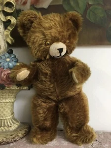 Antiker 30er Jahre Teddybär braun flauschig Mohair 14 Zoll #5 - Bild 1 von 7