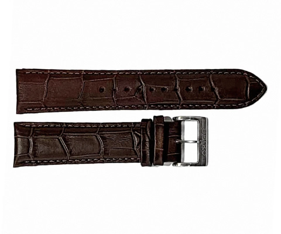 Correa de reloj de cuero marrón Seiko L00F017J0 22 mm genuina nueva Foto 1 de 1