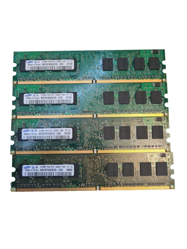 2GB (512MB X 4 ) Samsung PC2-5300U-555-12-ZZ Dual Channel Memory RAM - Image 1 of 1