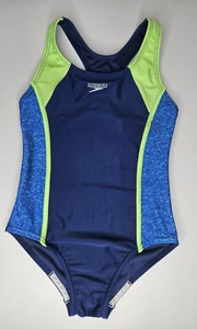 Speedo Youth Girls Racerback Sport Splice 1-Pc Swimsuit Blue Size Small - Picture 1 of 9