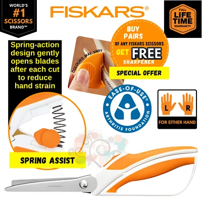 Fiskars Pinking Shears - Easy-Action Zig Zag Scissors, Bent Handle - Arthritis - Image 1 of 4