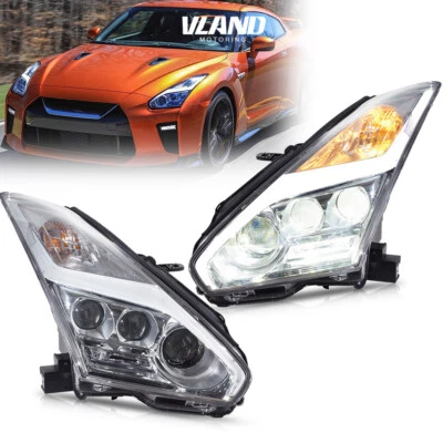 VLAND Para Nissan GTR R35 2008-2023 LED DRL Proyector Faros Negro Animación Foto 1 de 4