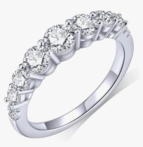 KSTYLE 9 Stones 1.2 CT Moissanite Anniversary Rings for Women, D Color-VVS1... - Picture 1 of 8
