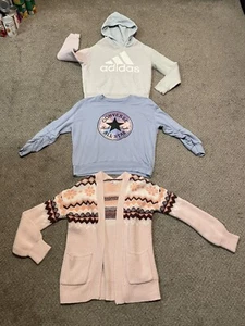 Lot 3 Girls Hoodie Size Large Sweaters Cardigan Long Sleeve ADIDAS, CONVERSE, SO - Picture 1 of 10