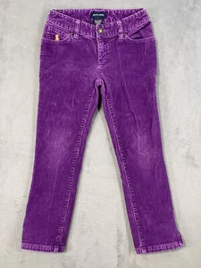 Ralph Lauren Pants Girls 7 Purple Corduroy Mid Rise Skinny Zip Ankle Gold Pony - Picture 1 of 10