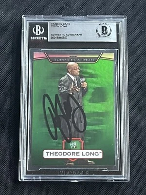 TEDDY LONG 2010 TOPPS PLATINUM GREEN WWE SIGNED AUTOGRAPHED CARD BAS AUTHENTIC - Image 1 of 2