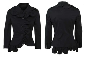 Giacca arricciata nuova con etichette UK6 US 2 Simone Rocha con finitura aderente top cotone nero - Foto 1 di 12