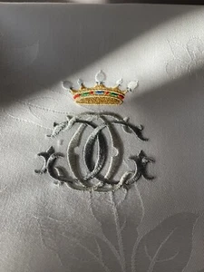 Antik'Etoff, 6 table towels, monogram under Viscount crown, unique gift - Picture 1 of 11