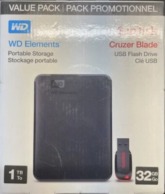 1TB Externe Festplatte mit 32GB USB Flash Drive - Bild 1 von 4