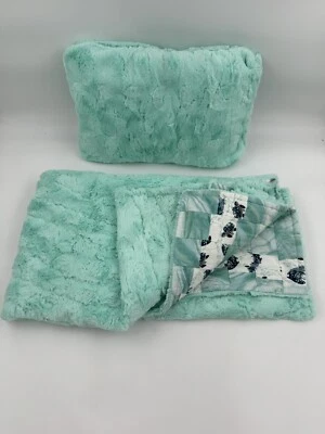 Conjunto de edredón y almohada a juego bebé niño pequeño tamaño verde azulado tema tortuga suave lindo Foto 1 de 4