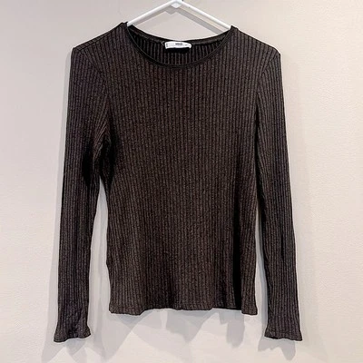 🔥Mango Chocolate Ribbed Knit Top Size L🔥 - Image 1 of 4