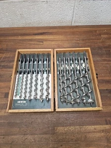 K269- Vintage Irwin Auger Drill Bit Set Complete In Wooden Box 13pc - Picture 1 of 11