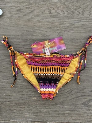 Luli Fama Bikini Swim Bottom L Timbales Ring Tie Side Moderate NWT Multicolor - Image 1 of 4