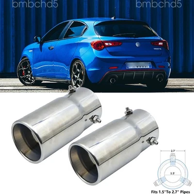 2PC For Alfa Giulietta Exhaust Pipe Tip Rear Tail Throat Muffler Stainless Steel Foto 1 de 4
