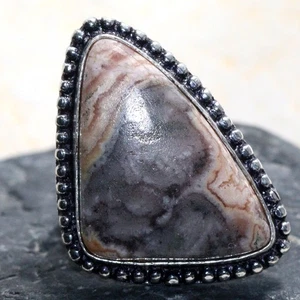 Pyrite In Rhodochrosite 925 Silver Plated Ring US 5.5 Fast-Selling Gift MJ - Picture 1 of 3