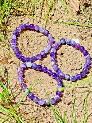 Amethyst Perlen Armband - Heilendes Chakra - Armband - Natürlicher Edelstein  💚 - Bild 1 von 3