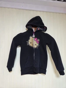 Hello Kitty Hoodie Girls Size 6 Zip Up Sweatshirt Sequin Bow Cute Pullover Sanri - Picture 1 of 14