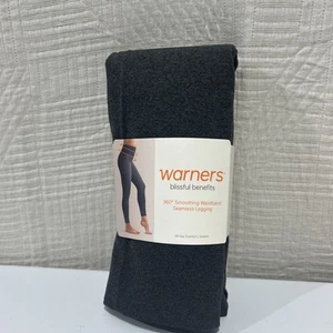 1 par de leggings lisos sin costuras WARNERS para mujer 2X/3X • gris oscuro jaspeado - Imagen 1 de 4