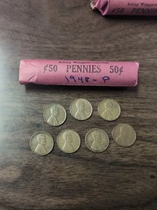 1948 P Lincoln Wheat Penny Roll - Picture 1 of 2