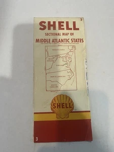 1956 Shell Oil Co Sectional Map Of Middle Atlantic States. - Bild 1 von 4
