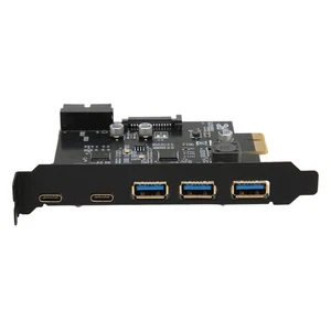 PCIE 1X To USB Expansion Card 3xUSB3.0 2xType C 19pin 5 Port Expansion Adapt NEW - Zdjęcie 1 z 12