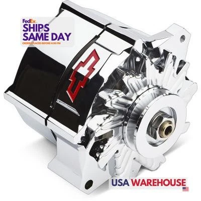 Proform 141-155, One Alternator Recessed Red Bowtie Emblem Chrome Performance Pa - Image 1 of 4