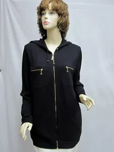 St. John Strick NEU OHNE ETIKETT schwarzgold LOGO Kapuzenpullover JACKE GR. M 6 8 - Bild 1 von 1