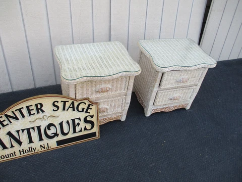 64300 Pair PIER 1 JAMIACA  Collection  Wicker Nightstand End Table Stand Cover